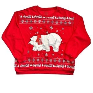 Coca‎ Cola Polar Bear Snowflakes Pullover Sweatshirt with Flashing Lights XL